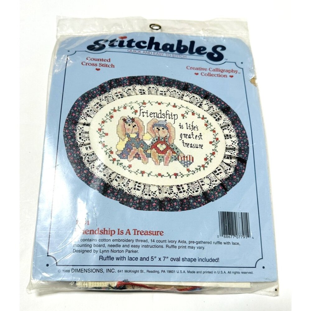 Stitchables Counted Cross Stitch 7791 Friendship Is A Treasure Vintage Kit